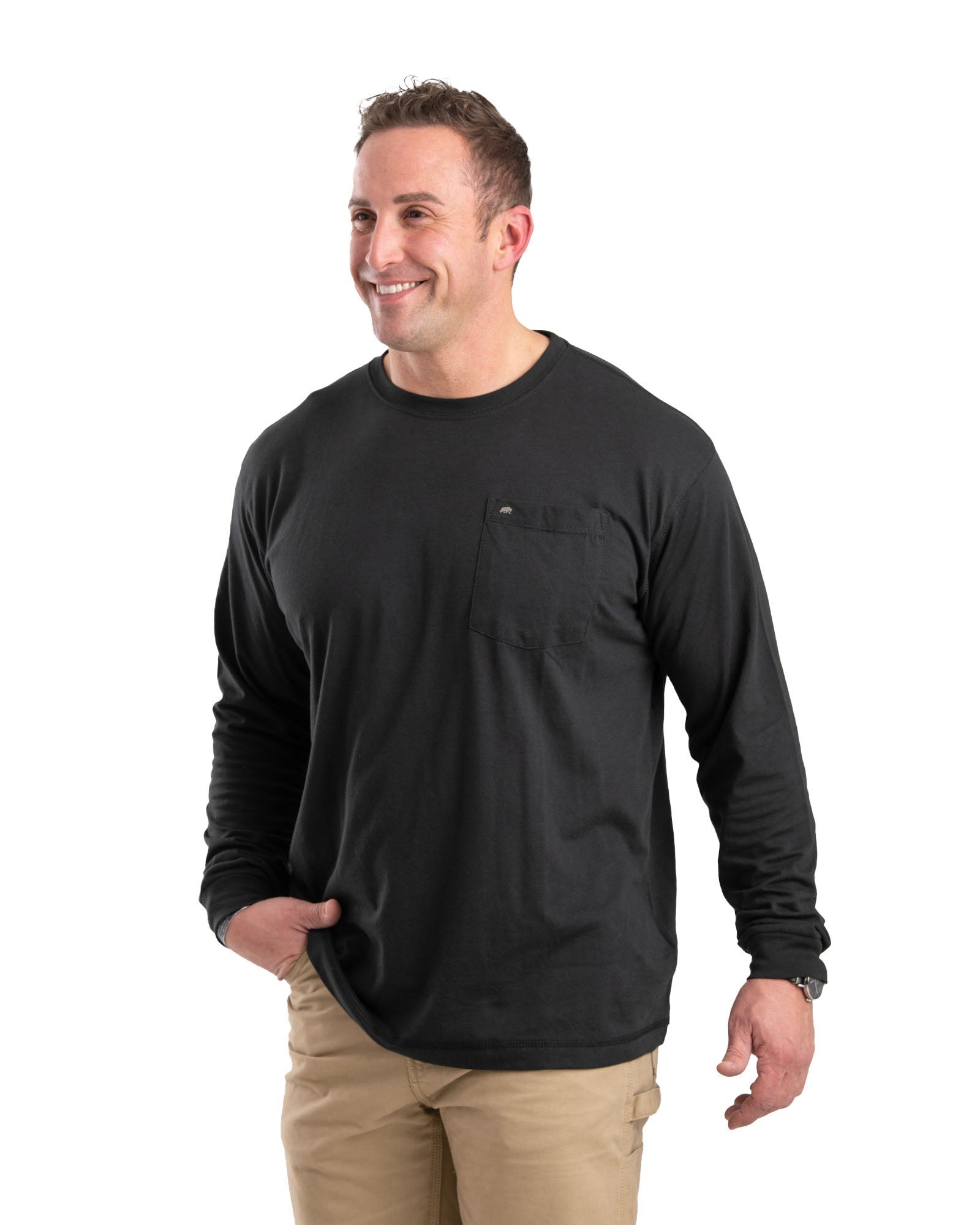 BSM39BK Performance Long Sleeve Pocket Tee