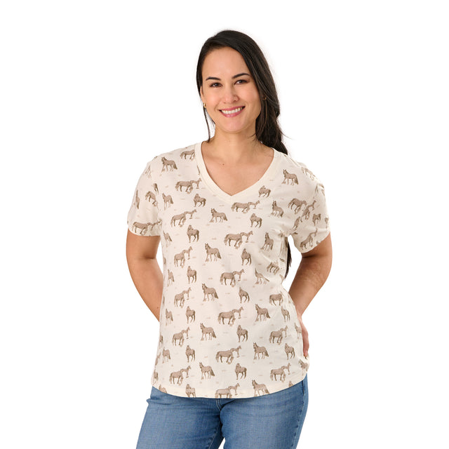 Women's Performance V-Neck Short Sleeve T-Shirt (Prints)
