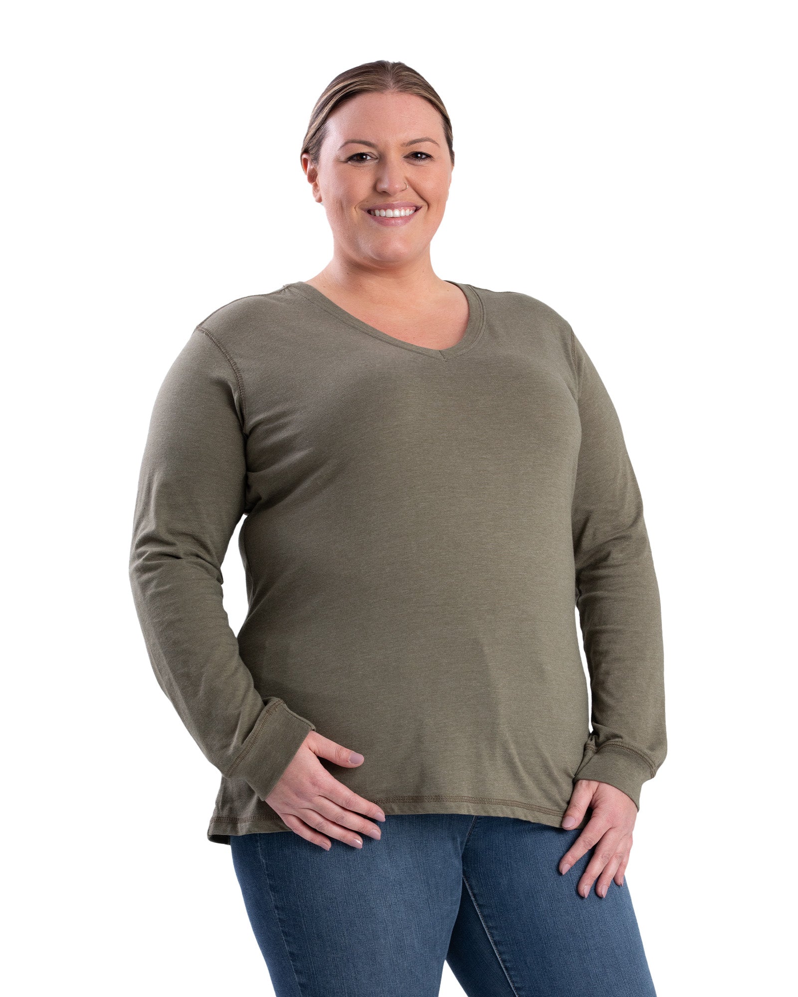 BSW42LCN Women's Performance V-Neck Long Sleeve Tee