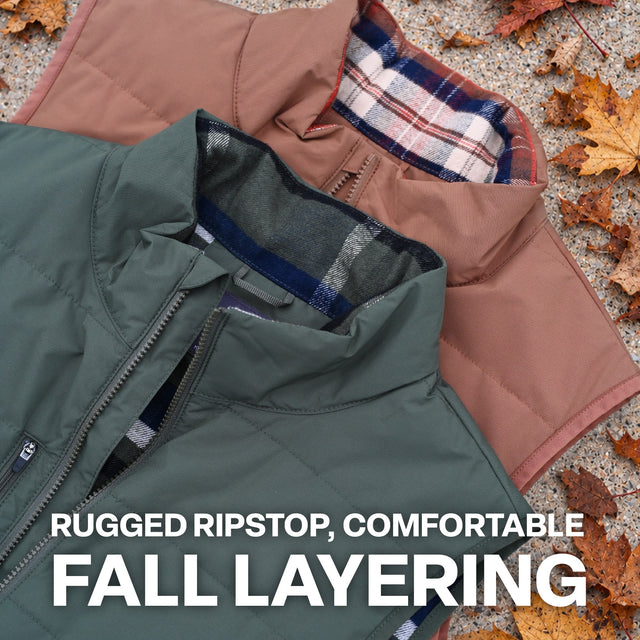 Channel Quilt Ripstop Flannel-Lined Vest feature detail