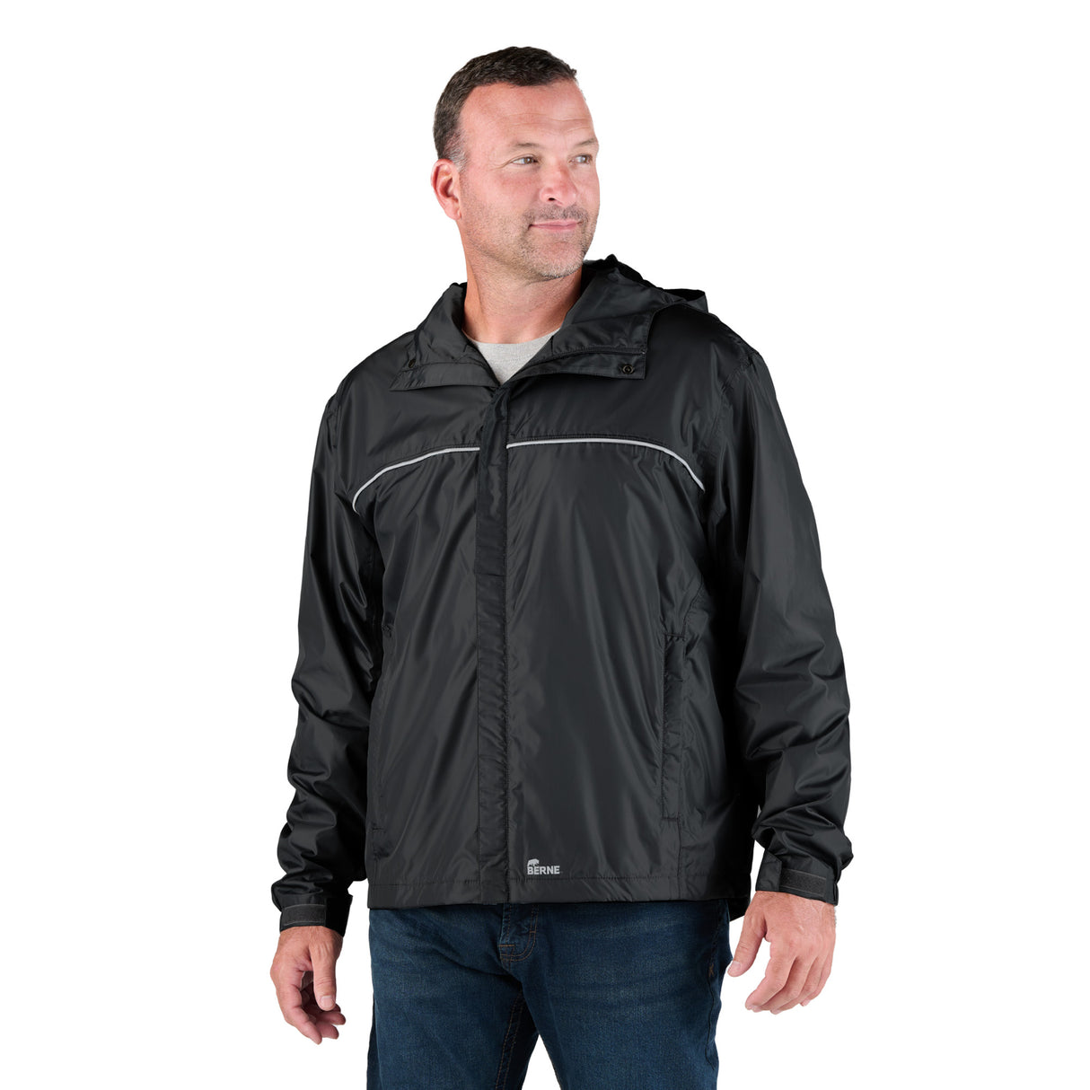 RJ25BK Coastline Lightweight Hooded Rain Jacket