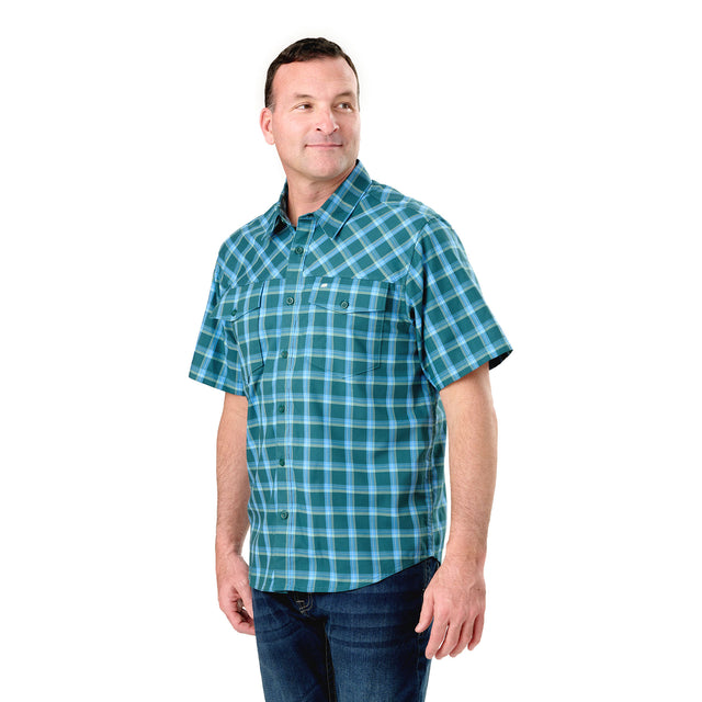 Flex UPF Button Down Plaid Short Sleeve Shirt
