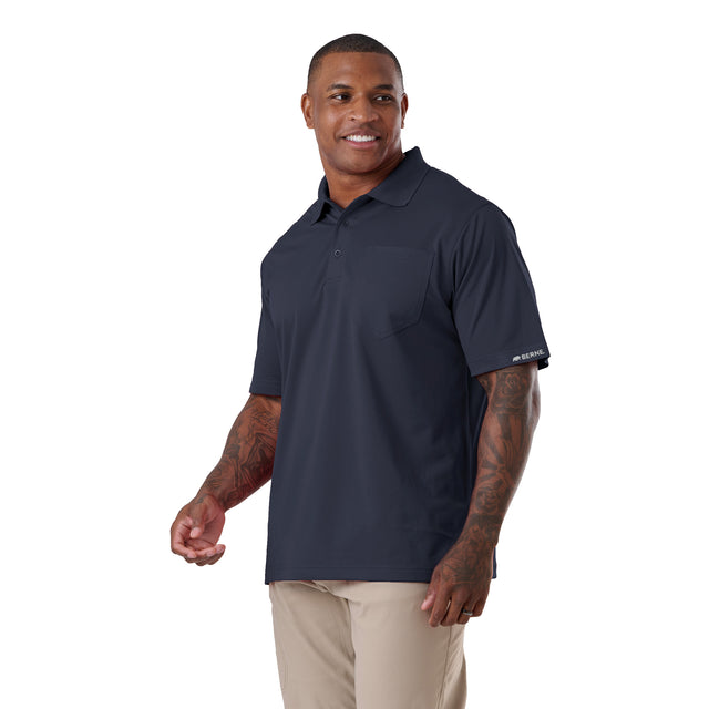 Short Sleeve Ribbed Collar Pocket Polo Shirt