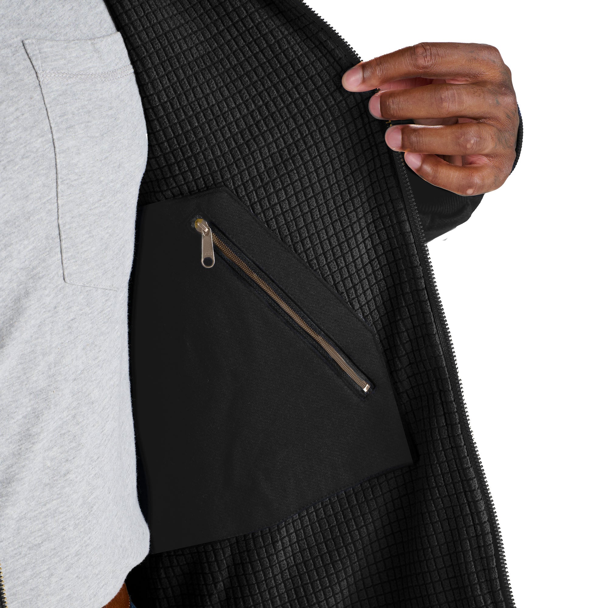 Heritage Grid Fleece-Lined Full-Zip Hooded Sweatshirt