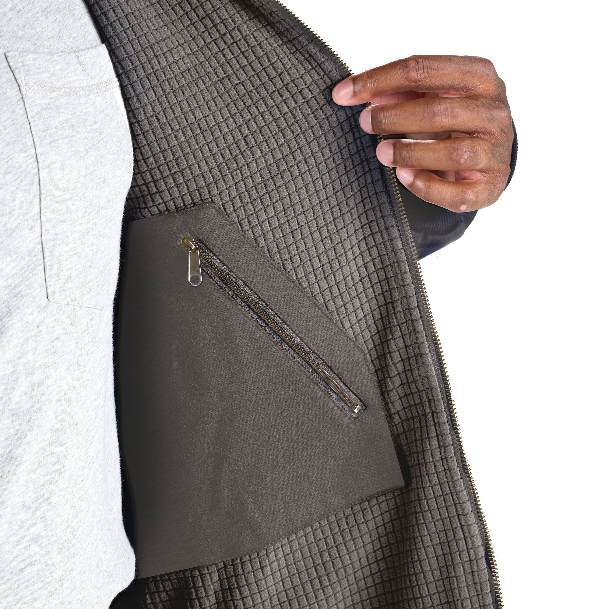 Heritage Grid Fleece-Lined Full-Zip Hooded Sweatshirt
