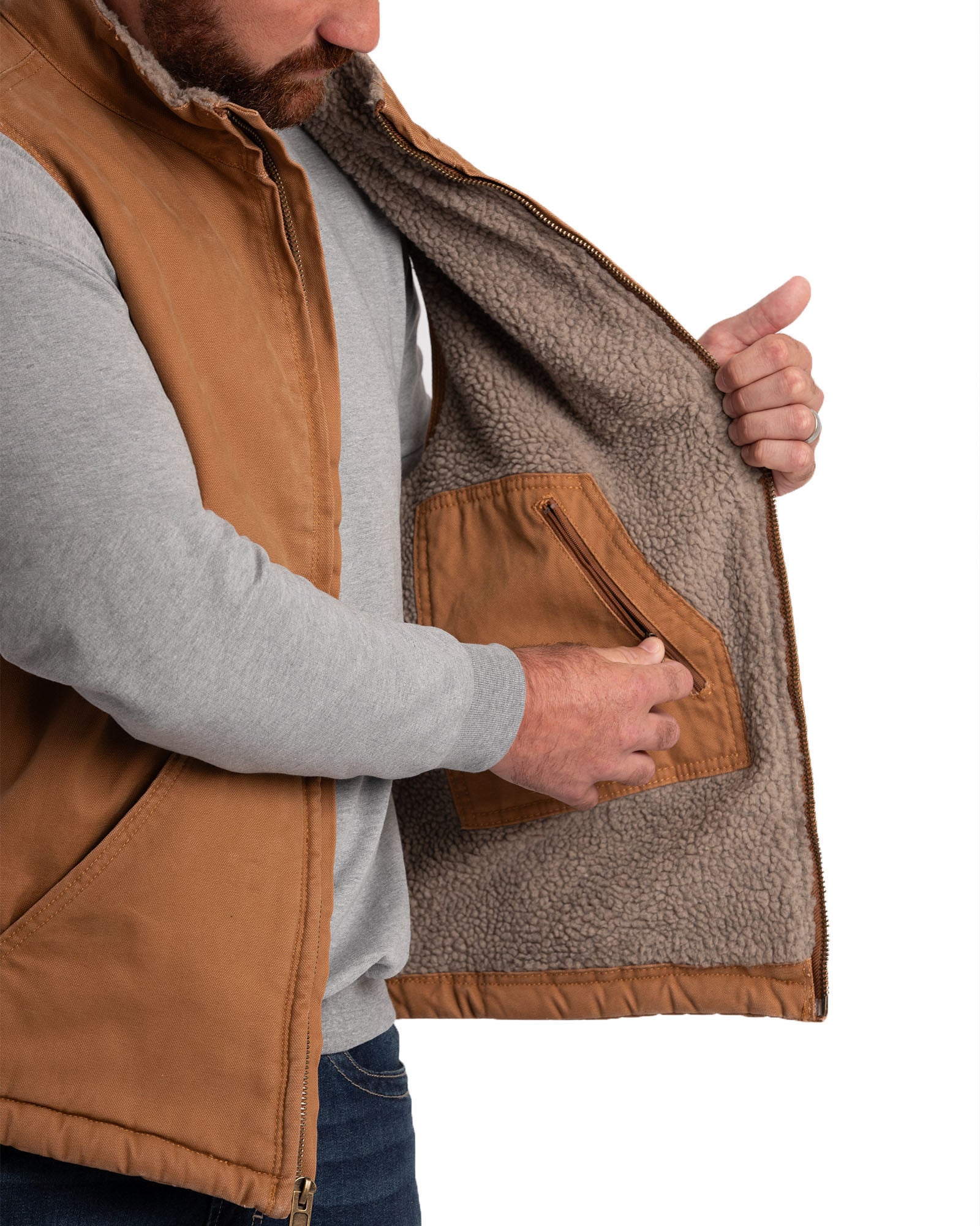 V818BD Heartland Sherpa-Lined Washed Duck Vest