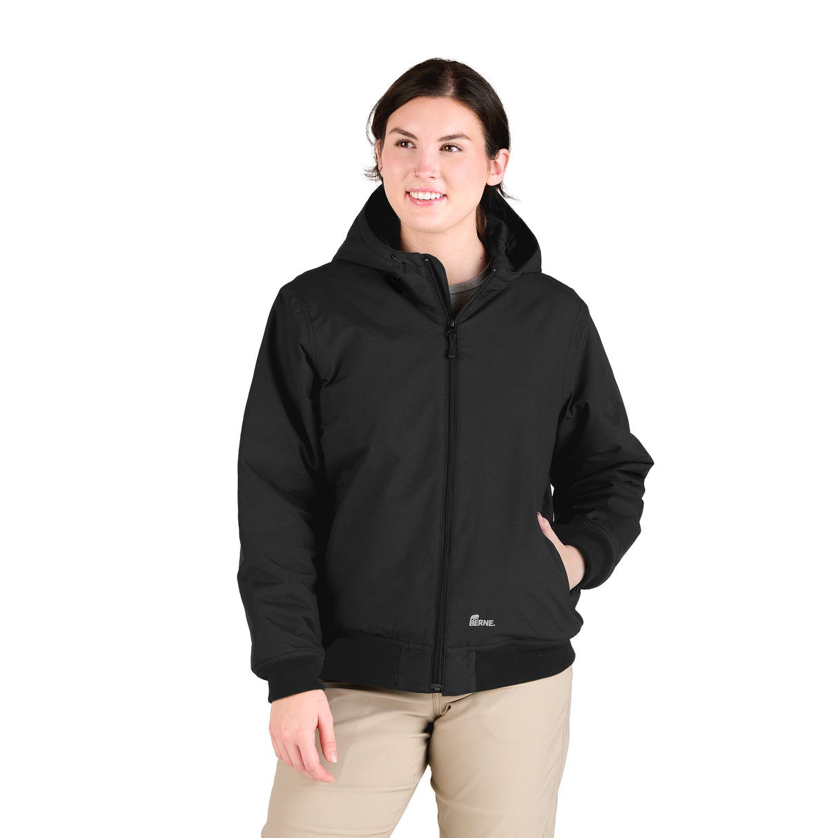 WHJ27BK Women's Flex Nylon Hooded Active Jacket