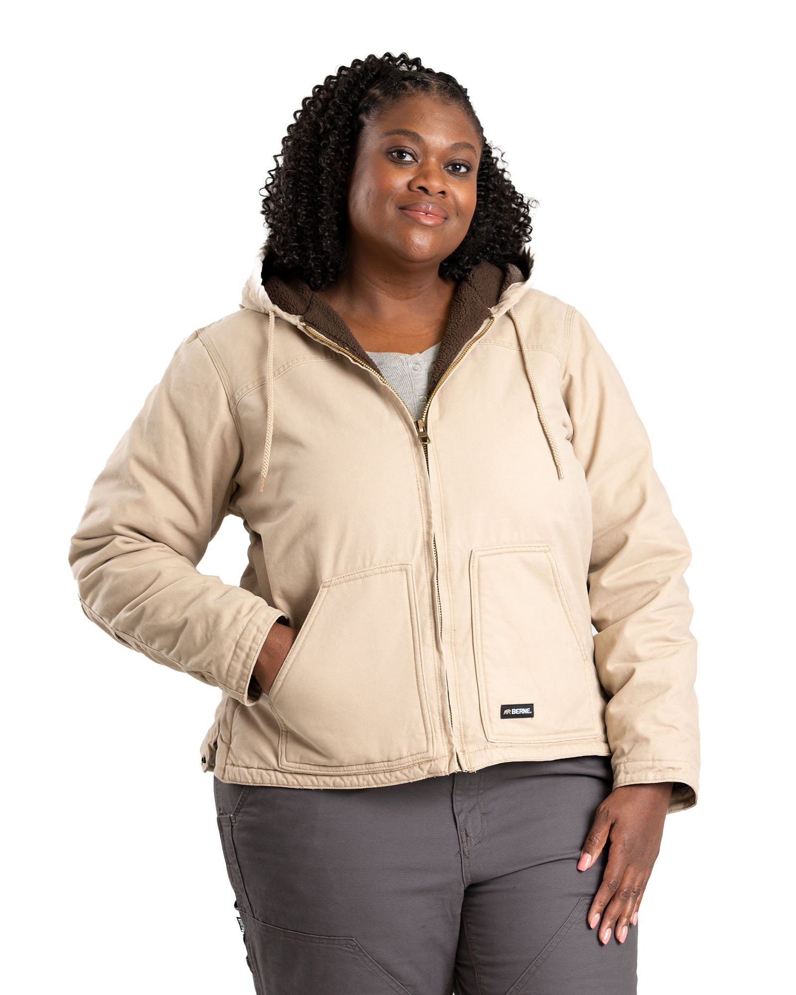 WHJ43SD Women's Sherpa-Lined Softstone Duck Hooded Jacket