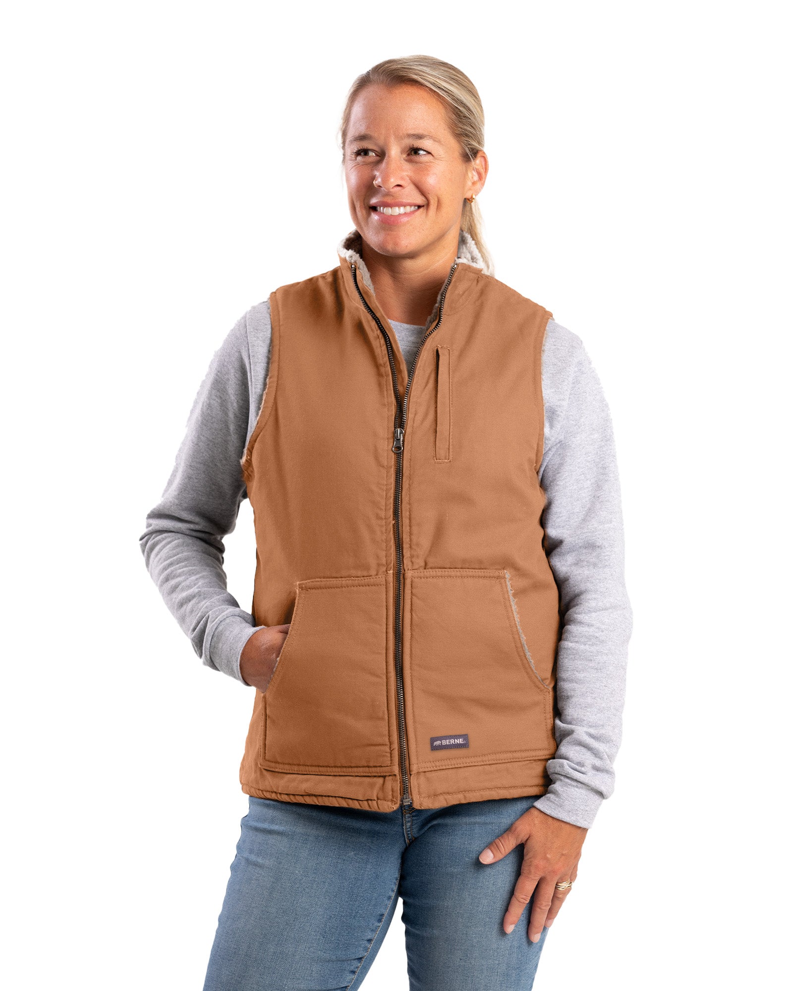 WV15BD Women's Sherpa-Lined Softstone Duck Vest