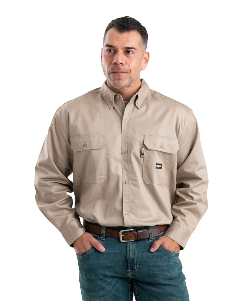 Flame Resistant Button Down Long Sleeve Work Shirt - Berne Apparel