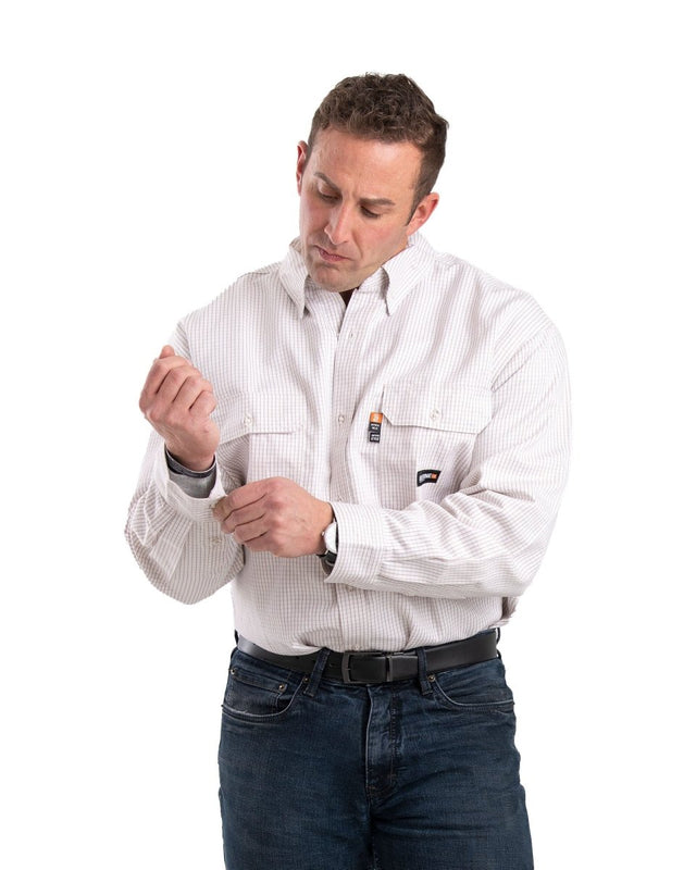 Flame Resistant Button Down Plaid Long Sleeve Work Shirt - Berne Apparel