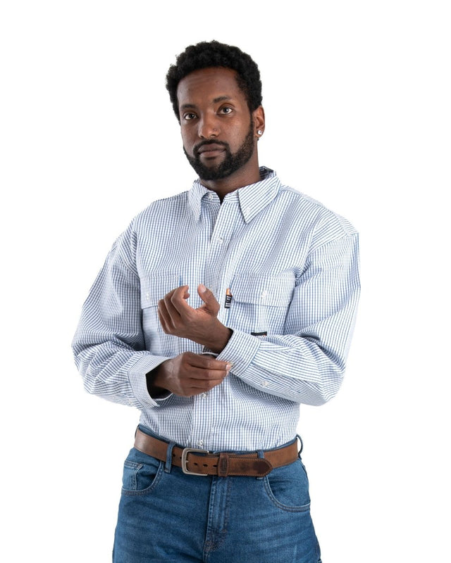 Flame Resistant Button Down Plaid Long Sleeve Work Shirt - Berne Apparel