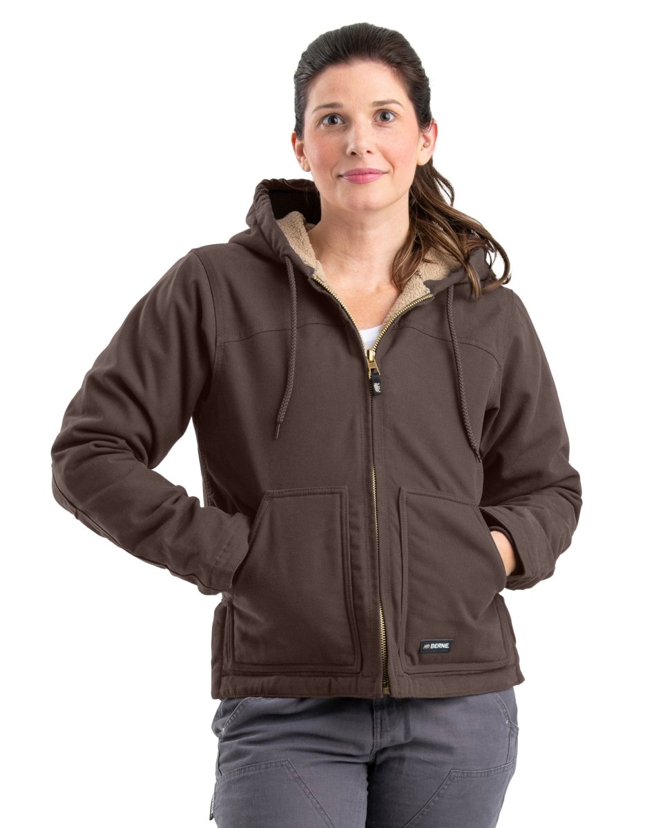 Women's Sherpa-Lined Duck Hooded Jacket - Berne Apparel