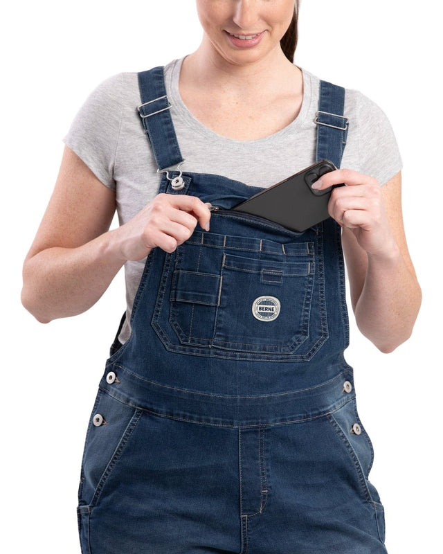 Women's Vintage Washed Flex Denim Bib Overall - Berne Apparel