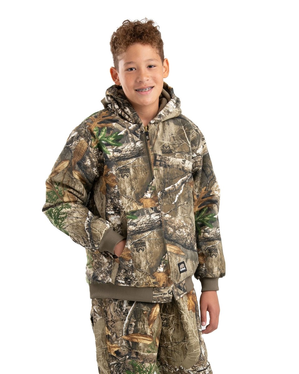 Youth Camo Softstone Duck Hooded Jacket - Berne Apparel
