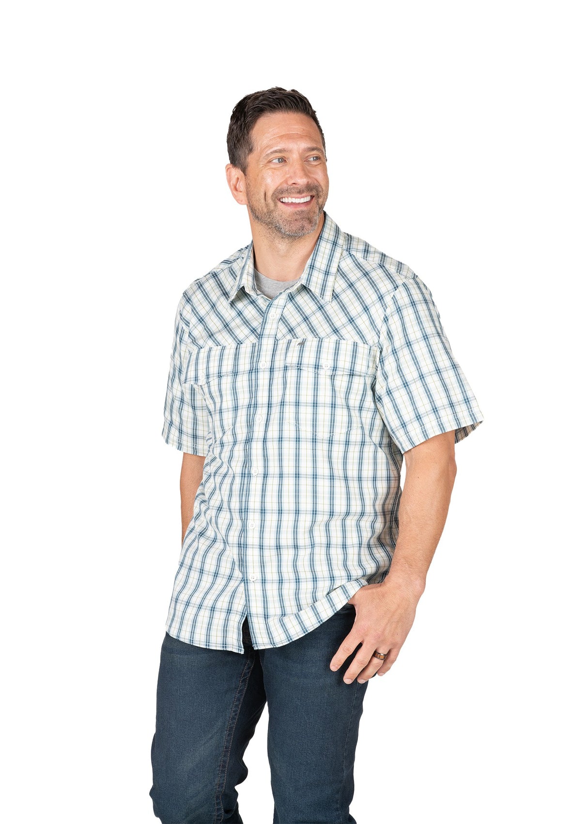 Flex UPF Button Down Plaid Short Sleeve Shirt