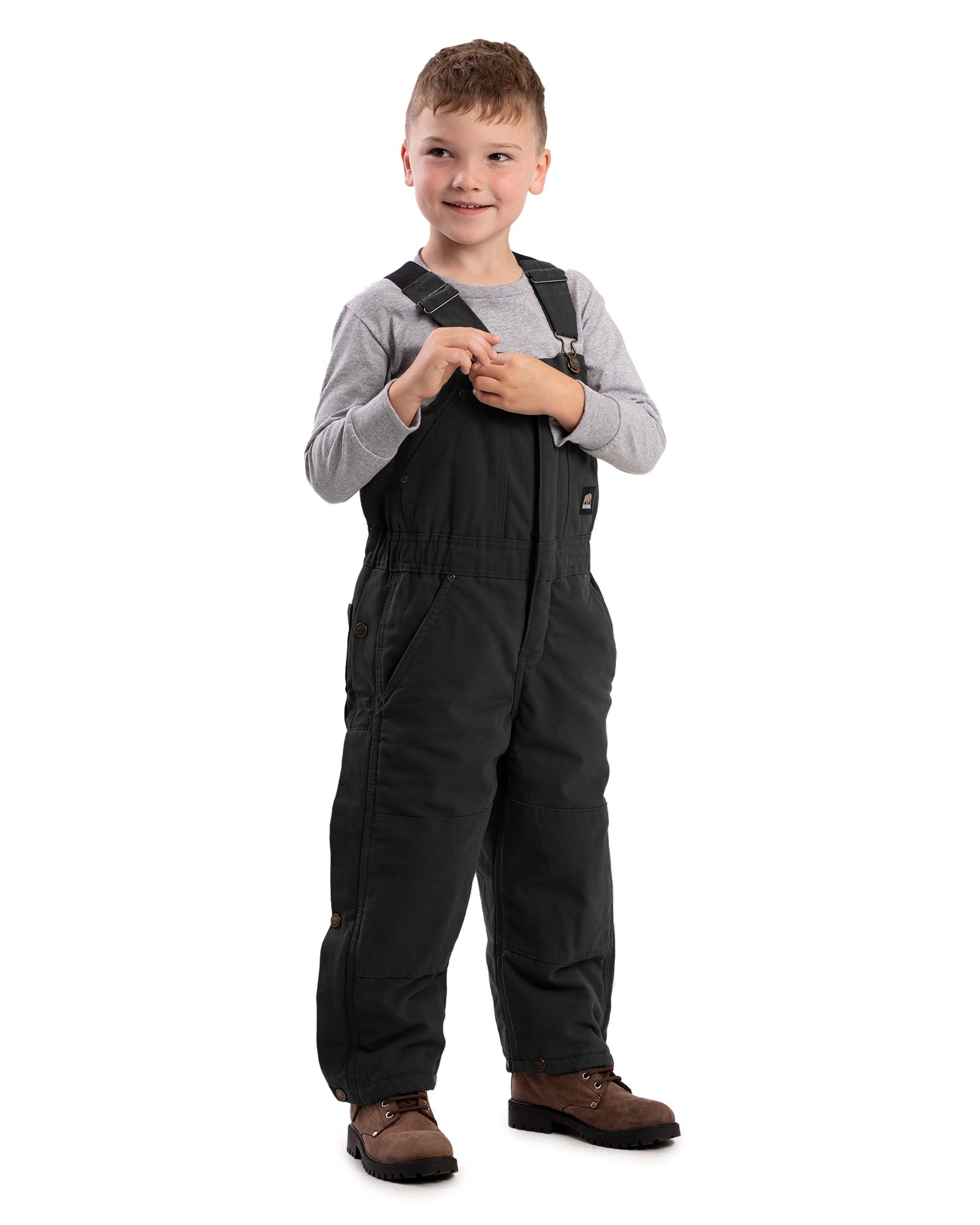Berne Men's Heartland Insulated Washed Duck Bib Overall - Black