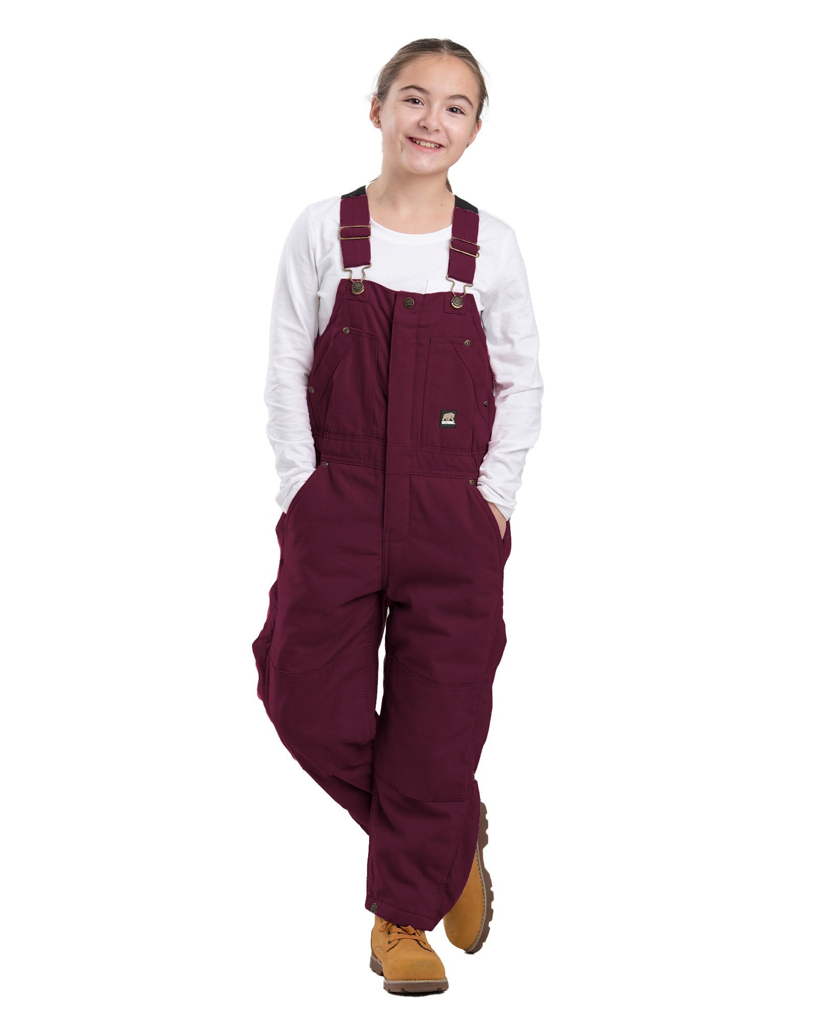 Berne Youth Medium Bark Washed Insulated Bib Overall