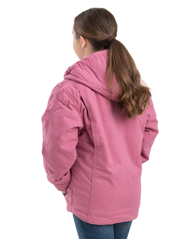 BHJ41DRE Girls' Sherpa-Lined Softstone Duck Hooded Jacket