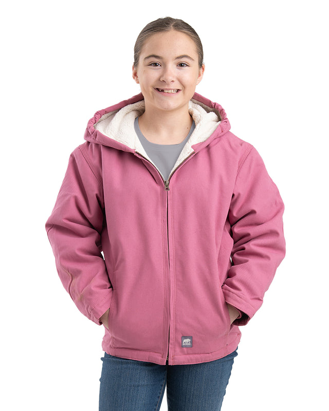 BHJ41DRE Girls' Sherpa-Lined Softstone Duck Hooded Jacket