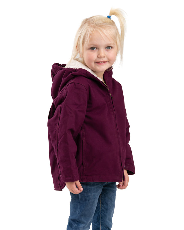 BHJ41TPLM Toddler Girls' Sherpa-Lined Softstone Hooded Coat