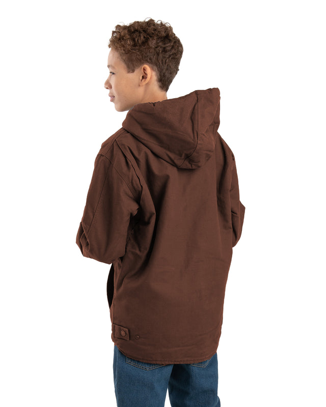 BHJ42BB Youth Sherpa-Lined Softstone Duck Hooded Jacket