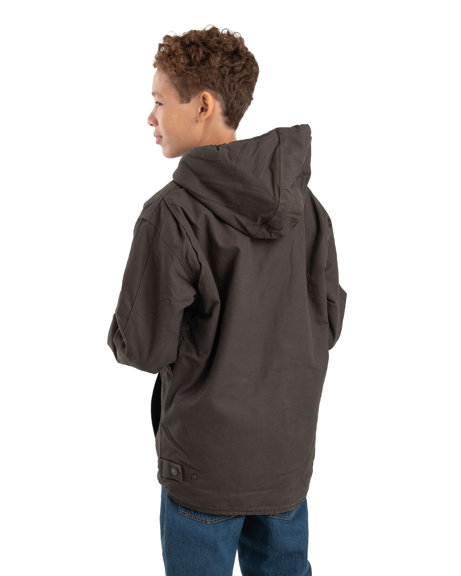 Boys Sherpa Lined Duck Hooded Jacket Berne Apparel