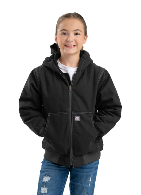 BHJ61BK Youth Highland Softstone Duck Hooded Jacket