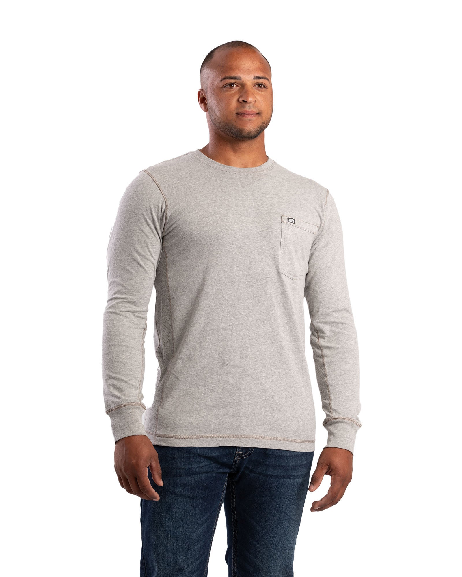 Namu Shop - ts(s) Mixed Color Cotton Round Flap Pocket Baggy Shirt - Gray