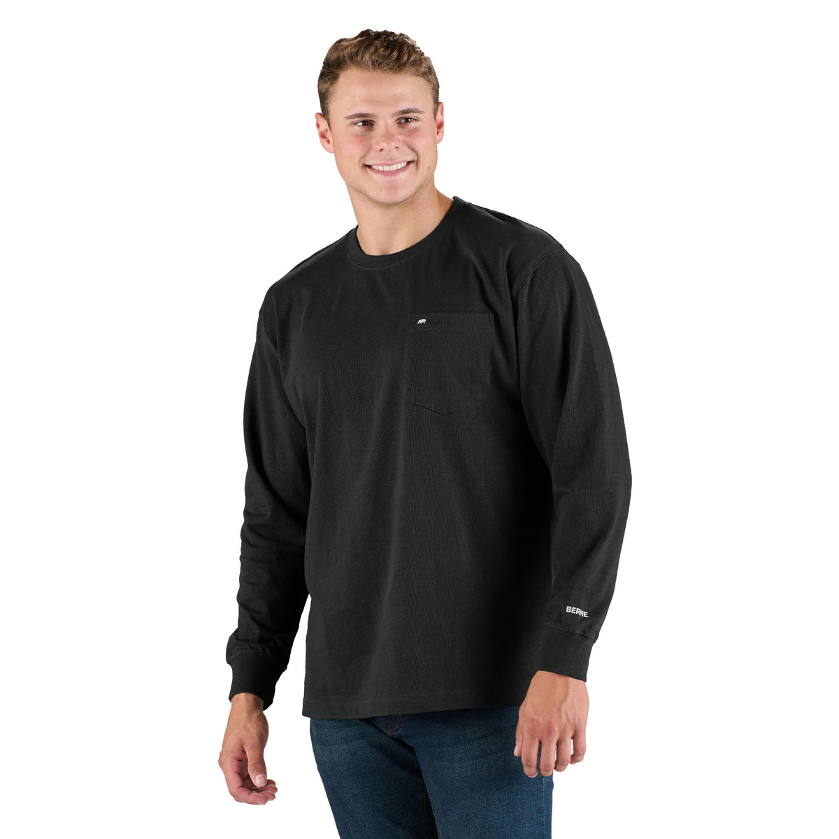 BSM72BK Highland Heavyweight Long Sleeve Pocket T-Shirt