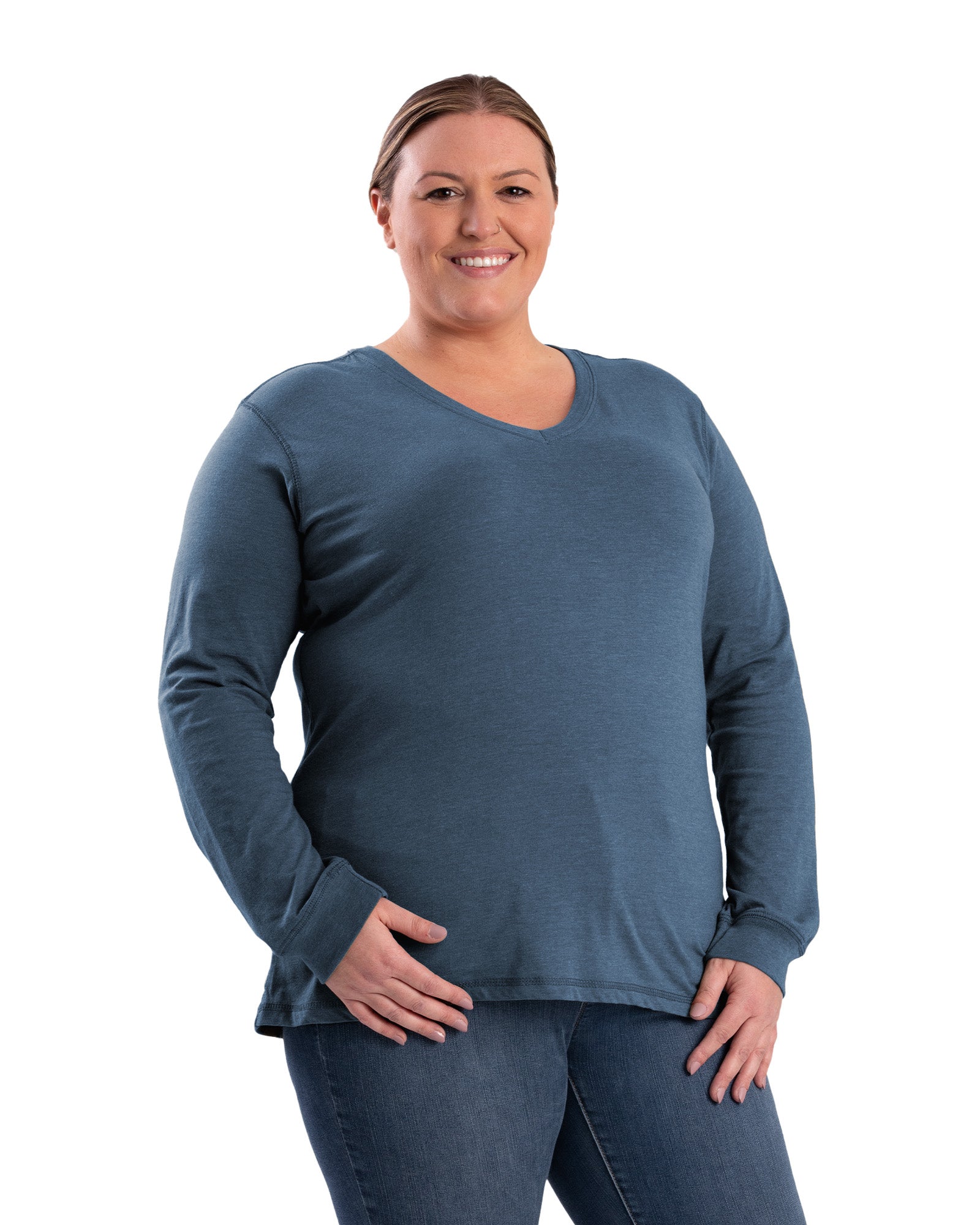 BSW42MDN Women's Performance V-Neck Long Sleeve Tee