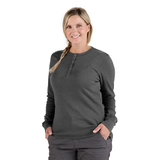 BSW43GPH Women's Heavyweight Rib-Knit Long Sleeve Henley