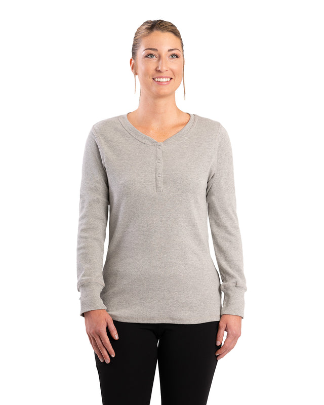 BSW43GY Women's Heavyweight Rib-Knit Long Sleeve Henley