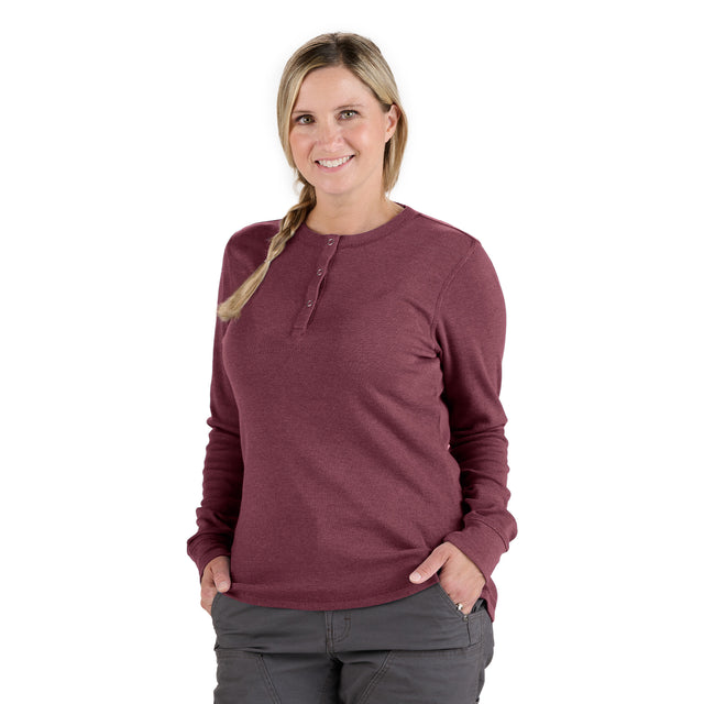 BSW43MN Women's Heavyweight Rib-Knit Long Sleeve Henley