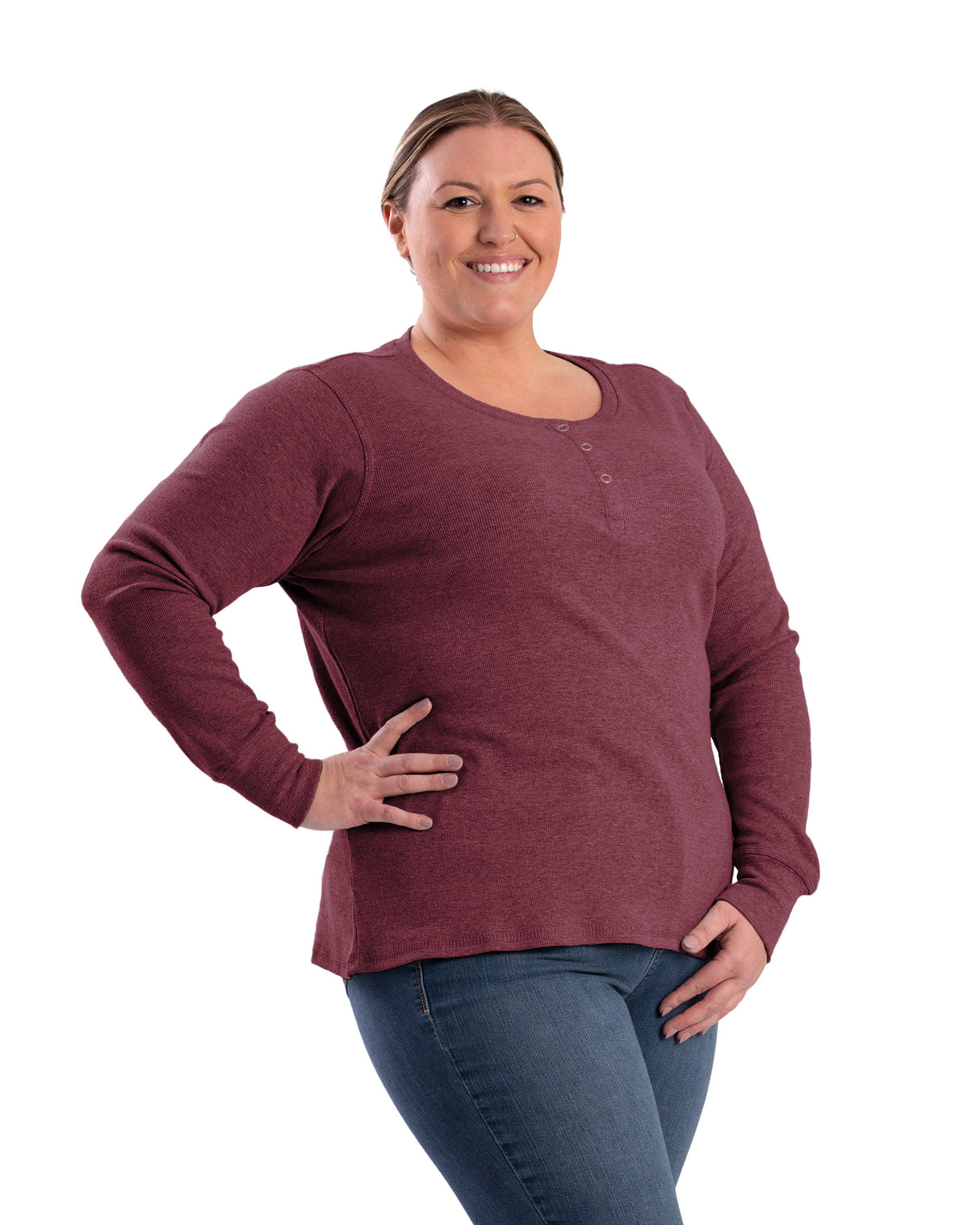 BSW43MN Women's Heavyweight Rib-Knit Long Sleeve Henley