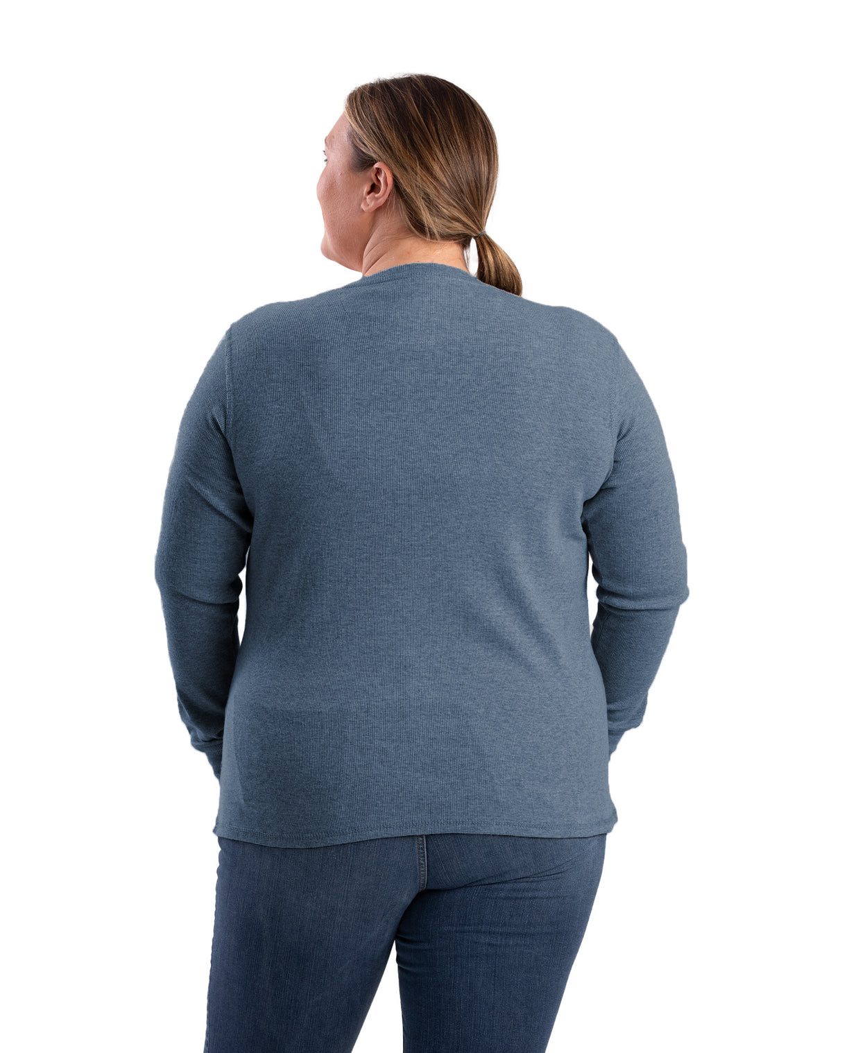 BSW43SLB Women's Heavyweight Rib-Knit Long Sleeve Henley