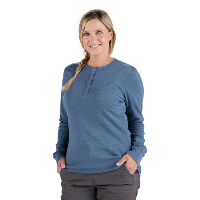 BSW43SLB Women's Heavyweight Rib-Knit Long Sleeve Henley