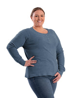 BSW43SLB Women's Heavyweight Rib-Knit Long Sleeve Henley