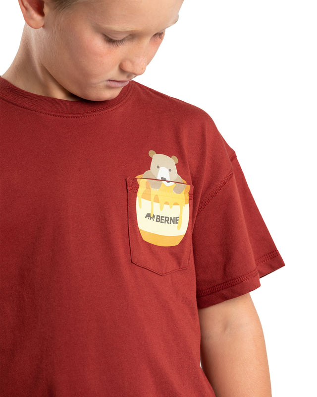 BSY13BRK Youth Honey Bear Pocket Tee