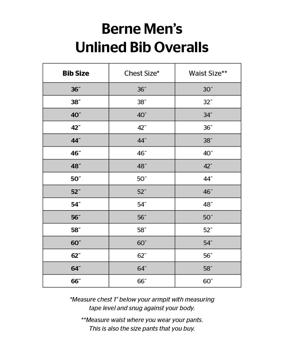 Size Charts for Men, Women & Youth Outerwear Berne Apparel