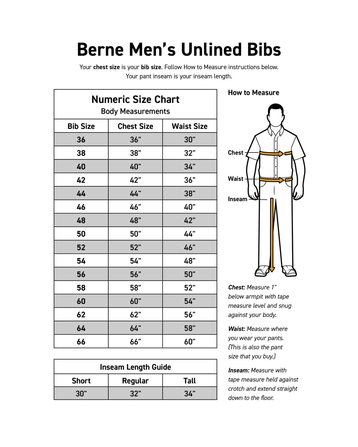 Size Charts for Men, Women & Youth Outerwear – Berne Apparel