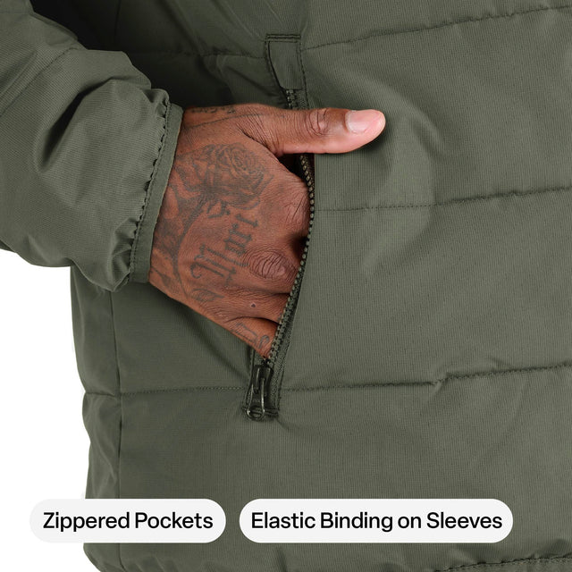 Channel Quilt Ripstop Hooded Jacket