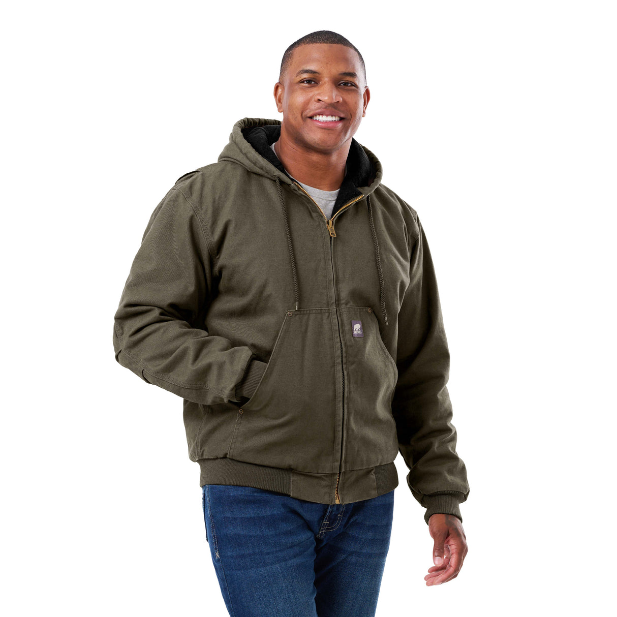 HJ375OD Heartland Washed Duck Hooded Work Jacket