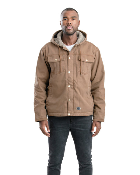 HJ57DW Vintage Washed Sherpa-Lined Hooded Jacket