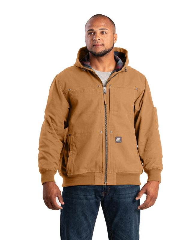 Men's Duck Flannel-Lined Hooded Work Jacket