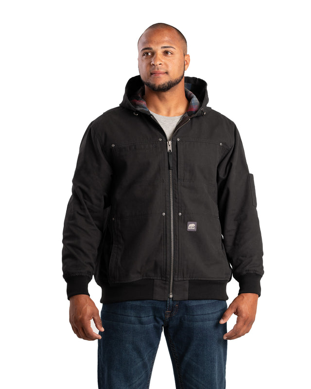 HJ59BK Heartland Duck Flannel-Lined Hooded Jacket