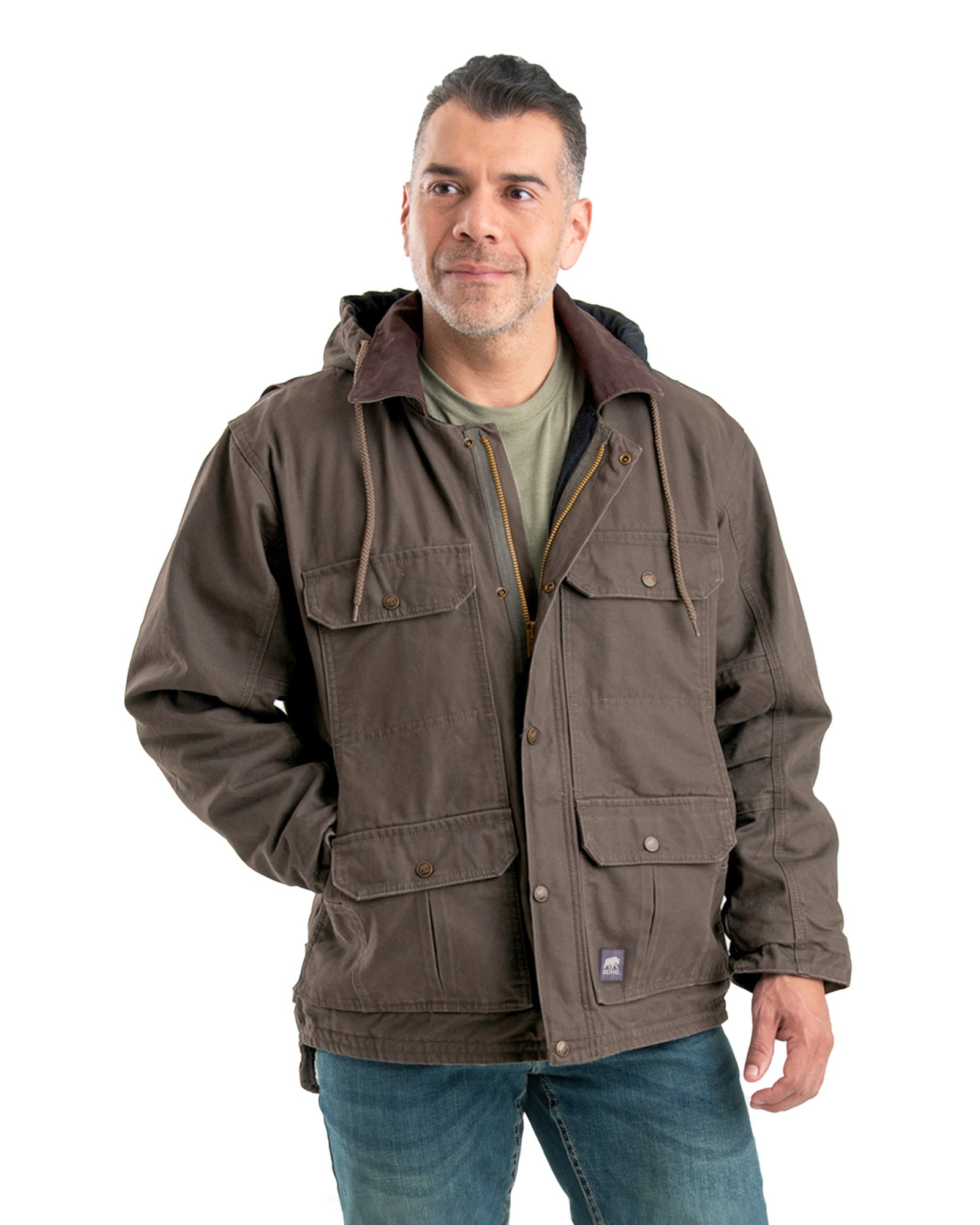 Men's Washed Duck Zip-Off Hooded Work Coat – Berne Apparel