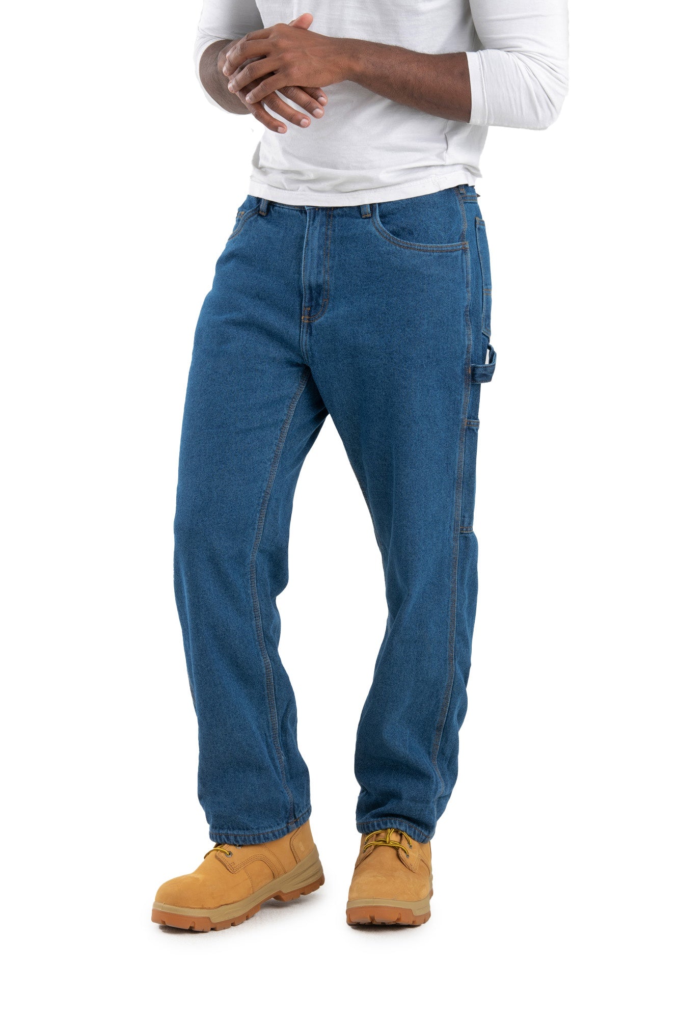 CARHARTT Dungaree Work Pants: Men's, Work Pants, ( 46 in x 32 in ), Blue,  Cotton, Buttons, Zipper