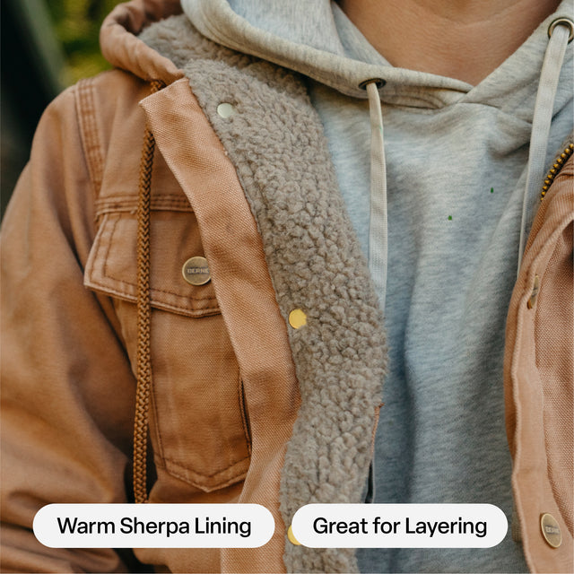 Washed Sherpa-Lined Hooded Jacket