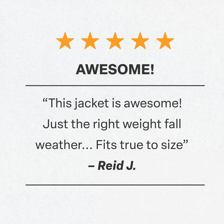 5-star customer review of the Berne Quilted Water Repellent Shirt Jacket: right weight for fall, fits true to size
